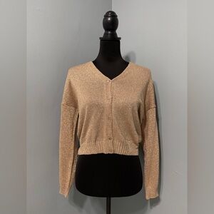 KAOS Made In Italy Knitted Gold Metallic Sweater With‎ Pearl Buttons Women’s S